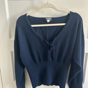 J.Crew Cashmere Navy V-Neck Sweater